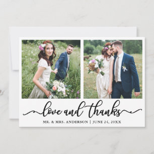 Elegante Kalligraphie Liebe Dank Wedding 2 Foto Dankeskarte