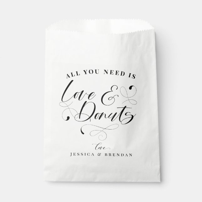 Elegante Kalligraphie Liebe & Donuts Gastgeschenk  Geschenktütchen (Vorderseite)