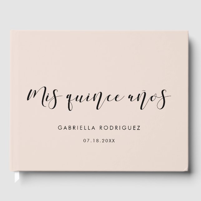 Elegante Kalligraphie Mis quince años Gästebuch (Vorderseite)