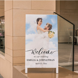 Elegante Kalligraphie mit 2 Fotos Begrüßung