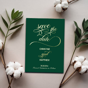 Elegante Kalligraphie Save the Date Aquamarin Folieneinladung
