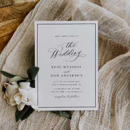 Elegante Kalligraphie, Schwarz-Weiß-Hochzeit Einladung