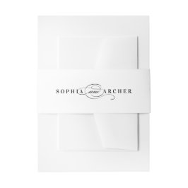 Elegante Kalligraphie Schwarz-Weiß-Hochzeit Einladungsbanderole