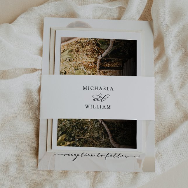 Elegante Kalligraphie Script Einladung zur Hochzei Einladungsbanderole (Von Creator hochgeladen)