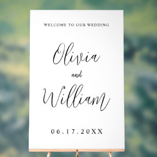 Elegante Kalligraphie Script Wedding Willkommen Acrylschild