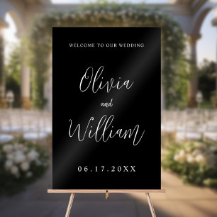Elegante Kalligraphie Script Wedding Willkommen Acrylschild