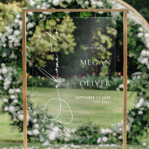 Elegante Kalligraphie Script Wedding Willkommen Acrylschild