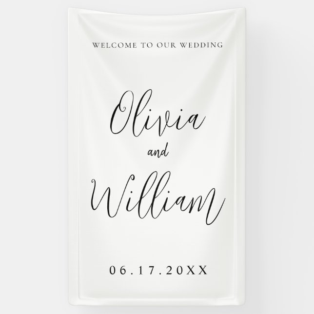 Elegante Kalligraphie Script Wedding Willkommen Banner (Vertikal)