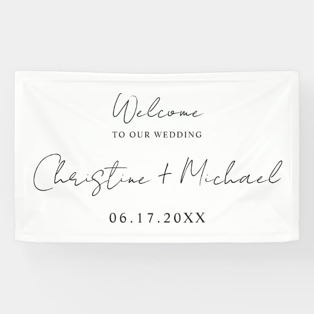 Elegante Kalligraphie Script Wedding Willkommen Banner (Horizontal)