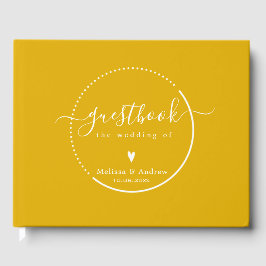 Elegante Kalligraphie - Senfgelbe Hochzeit Gästebuch