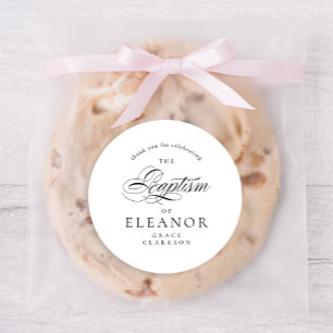 Elegante Kalligraphie Taufe Vielen Dank Runder Aufkleber