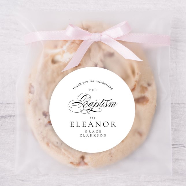 Elegante Kalligraphie Taufe Vielen Dank Runder Aufkleber (Von Creator hochgeladen)