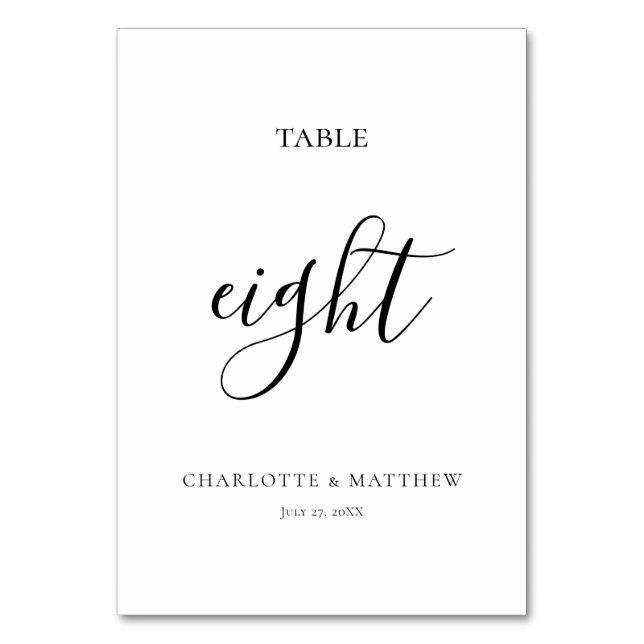Elegante Kalligraphie-Tischnummer Tischnummer (Vorderseite)