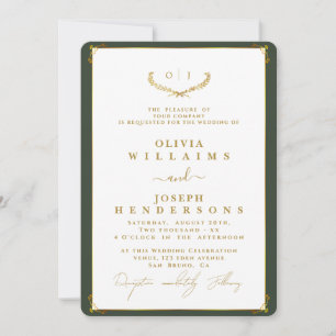 ELEGANTE KALLIGRAPHIE UND FRAME GOLDEN CHIC WEDING EINLADUNG