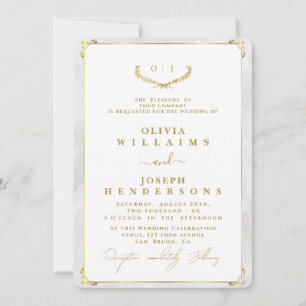 ELEGANTE KALLIGRAPHIE UND FRAME GOLDEN CHIC WEDING EINLADUNG