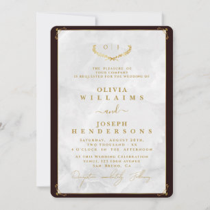ELEGANTE KALLIGRAPHIE UND MARMOR-FRAME-GOLD-WEDD EINLADUNG