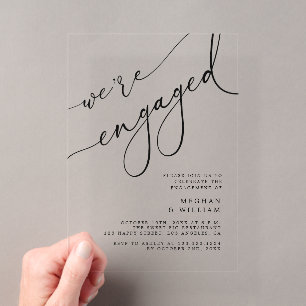 Elegante Kalligraphie Wir sind Verlobte Engagement Acryleinladungen