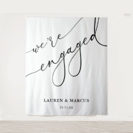 Elegante Kalligraphie Wir sind Verlobte Engagement Wandteppich