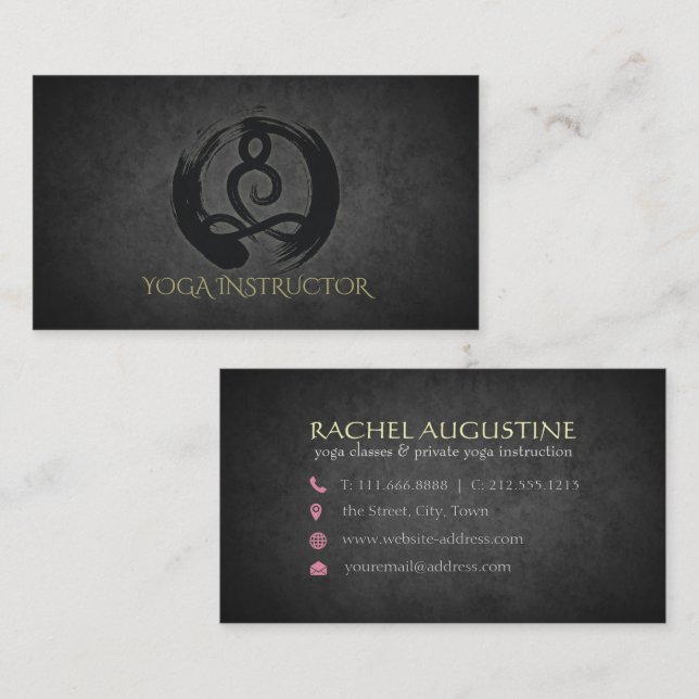 Elegante Kalligraphie Yoga Meditation und ZEN-Symb Visitenkarte (Vorne/Hinten)