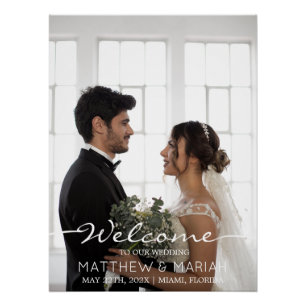 Elegante Kalligraphie Zwei-Foto-Hochzeitssymbol Wi Poster