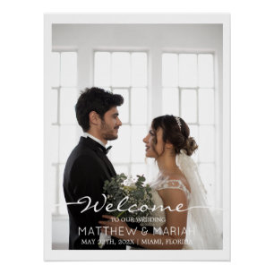 Elegante Kalligraphie Zwei-Foto-Hochzeitssymbol Wi Poster