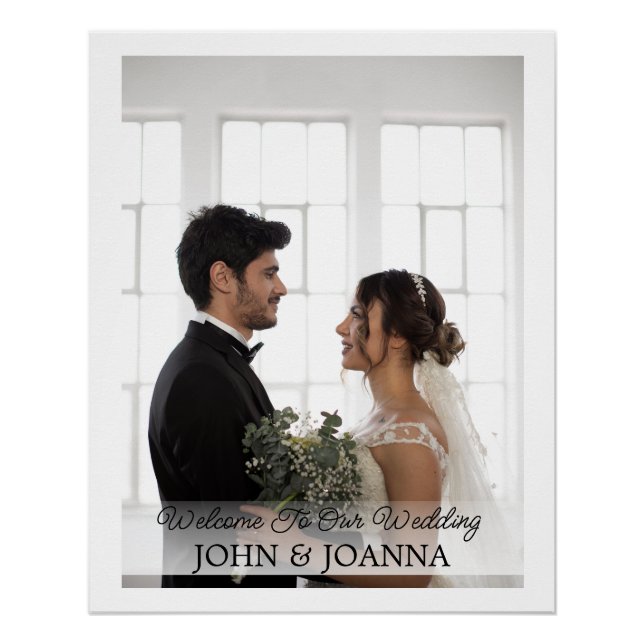 Elegante Kalligraphie Zwei-Foto-Hochzeitssymbol Wi Poster (Vorderseite)