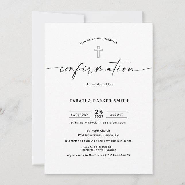 Elegante Kalligraphiebestätigung Einladung (Vorderseite)