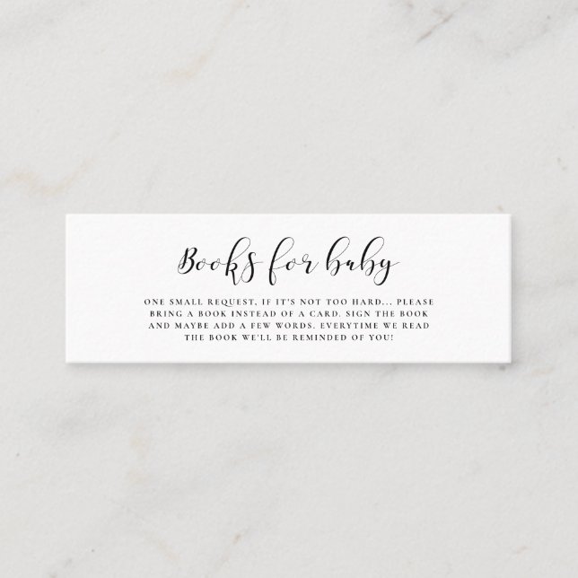 Elegante Kalligraphiebücher für Babyanfrage Mini Visitenkarte (Vorderseite)
