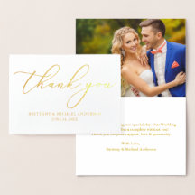 Elegante kalligraphische Hochzeit Danke Gold