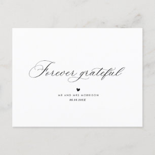 elegante kalligraphische Hochzeit danke Postkarte