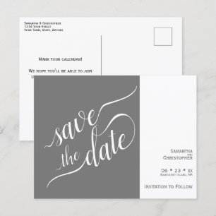 Elegante kalligraphische Hochzeit retten Datum Ankündigungspostkarte