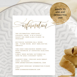 Elegante kalligraphische Hochzeitdetails, Informat Begleitkarte