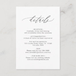 Elegante kalligraphische Hochzeitdetails mit QR-Co Begleitkarte