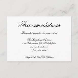 Elegante kalligraphische Hochzeitsunterkünfte Begleitkarte