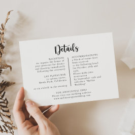 Elegante kalligraphische Klassische Hochzeitdetail Begleitkarte