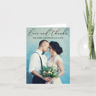 Elegante kalligraphische Liebe Dank Foto Hinweis Dankeskarte
