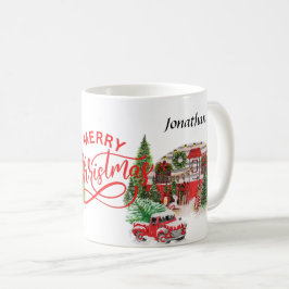 Elegante kalligraphische monogramm rote und grüne  kaffeetasse