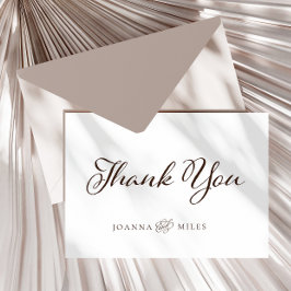 Elegante kalligraphische neutrale Monogramm-Hochze Dankeskarte
