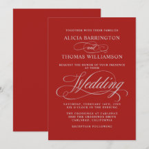 Elegante kalligraphische Rot- und Silberhochzeit