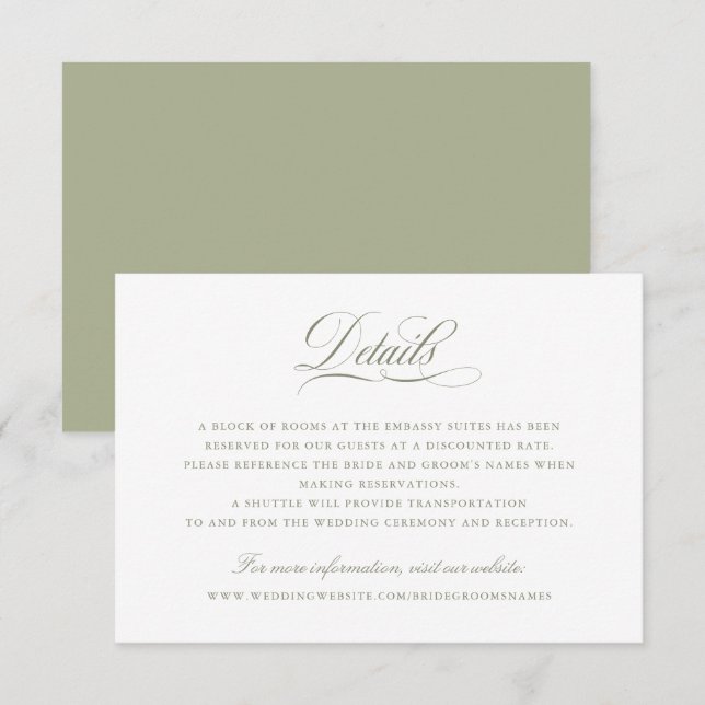 Elegante kalligraphische Skriptbilder - Grüne Deta Einladung (Vorne/Hinten)