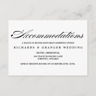 Elegante kalligraphische Skripte Hochzeitsunterkün Begleitkarte