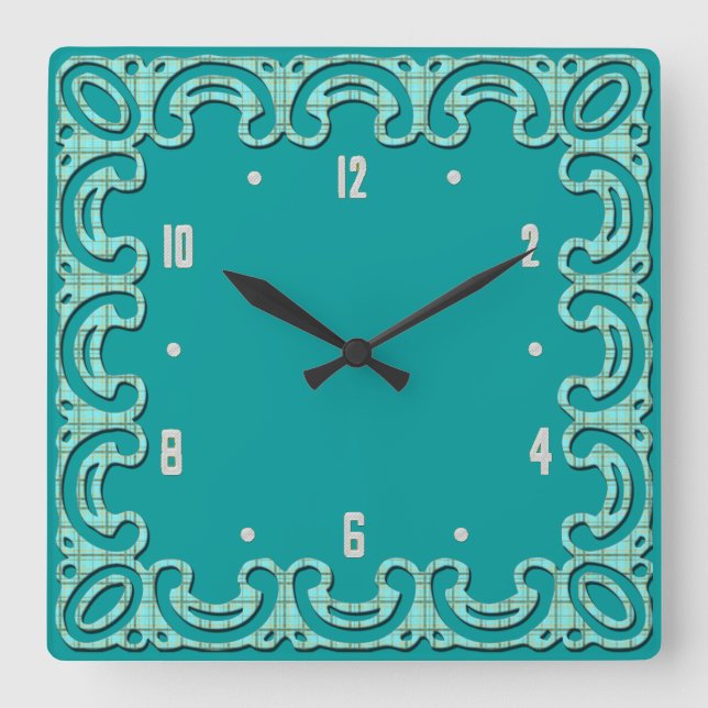 Elegante Kamm-Muschel-Spitze-Wanduhr Quadratische Wanduhr (Vorderseite)