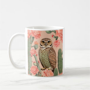Elegante Kaninchenkauz und Kakteen Kaffeetasse