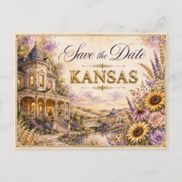 Elegante Kansas Save-the-Date-Hochzeits-Einladung Postkarte