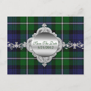 Elegante Kariert Save the Date Postkarte
