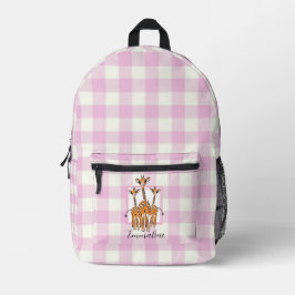 Elegante karierte Giraffen in Rosa personalisieren Bedruckter Rucksack