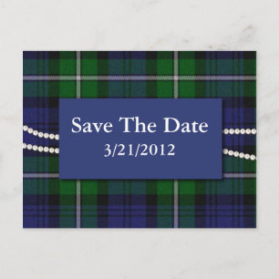 Elegante Karierte Perlen Save the Date Postkarte