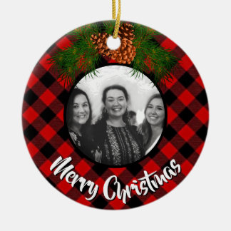 Elegante karierte Pineconfoto-Vorlage Keramik Ornament