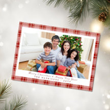 Elegante Karierte Weihnachtsfotokarte
