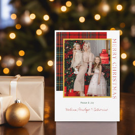 Elegante Karierte Weihnachtskarte des modernen Fot Feiertagskarte